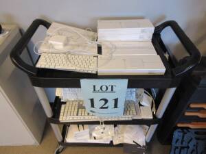 LOT ASST'D NEW/USED APPLE KEYBOARDS, POWER ADAPTERS, USB ETHERNET ADAPTORS, AND THUNDERBOLT CABLES