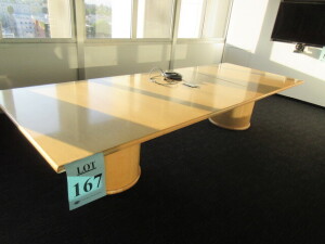 12'FT WOOD CONFERENCE TABLE WITH TWO PEDESTALS