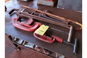 LOT: (3) Assorted Ridgid Pipe Wrenches, (2) Pipe Cutters