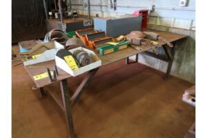 LOT: (4) Assorted Steel Tables - (1) 8 ft. x 4 ft. x 36 in. High with 8 in. Vise, (1) 8 ft. x 4 ft. x 33 in. High, (1) 78 in. x 38 in. x 25 in. Hi...
