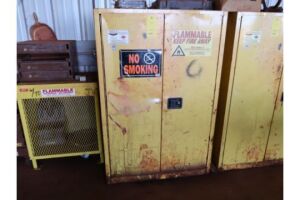 LOT: (1) Eagle 90 Gallon Flammable Storage Cabinet (1992), (1) Jamco Flammable Storage Cage