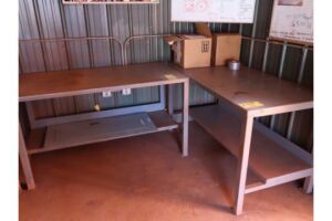 LOT: (3) Assorted Tables - (1) 5 ft. x 2 ft. x 34 in. High Stainless Steel, (2) 5 ft. x 30 in. x 34 in. High Steel