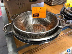 Assorted stainless steel footed colanders